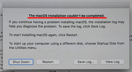 The macOS installation couldn’t be completed