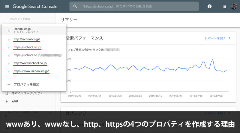 Search Console、wwwありなし、http、https